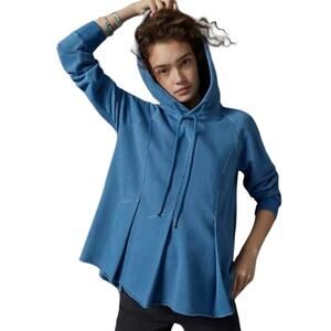 Anthropologie S Pilcro and the Letterpress Flynn Blue Pleated Peplum Hoodie
